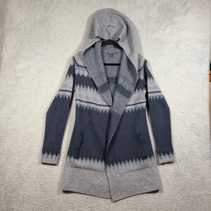 TOAD&CO Merino Wool Merritt Hoodie Womens S Cardigan Long Tribal Aztec Boho Chic